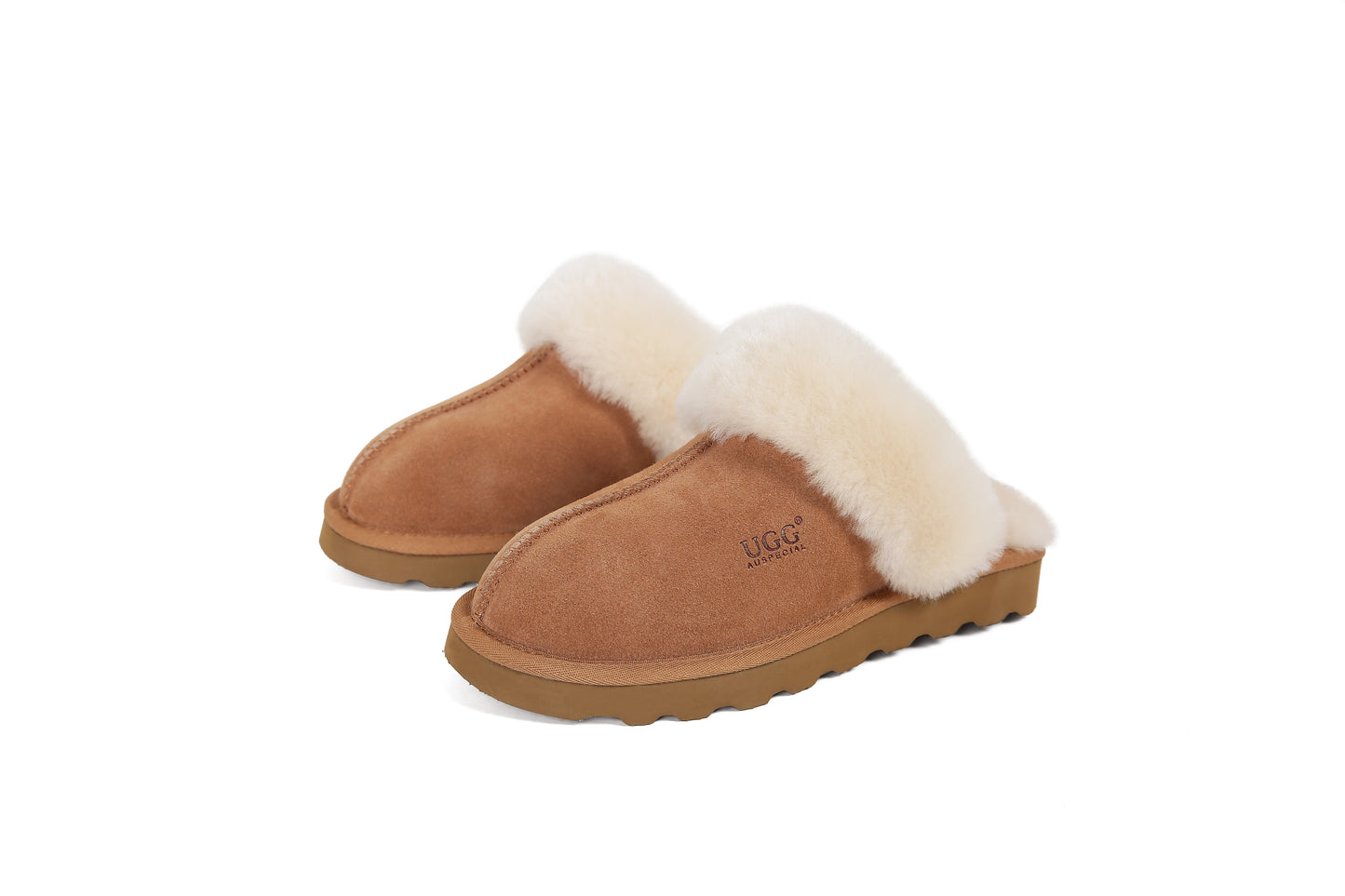ES5835 UGG Slippers Cow Suede with Sheepskin Wool Scuff Muffin