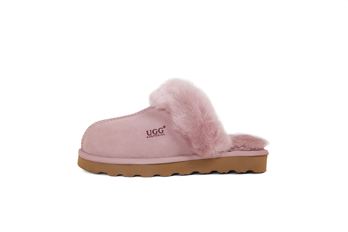 ES5835 UGG Slippers Cow Suede with Sheepskin Wool Scuff Muffin