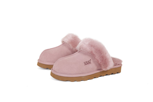 ES5835 UGG Slippers Cow Suede with Sheepskin Wool Scuff Muffin