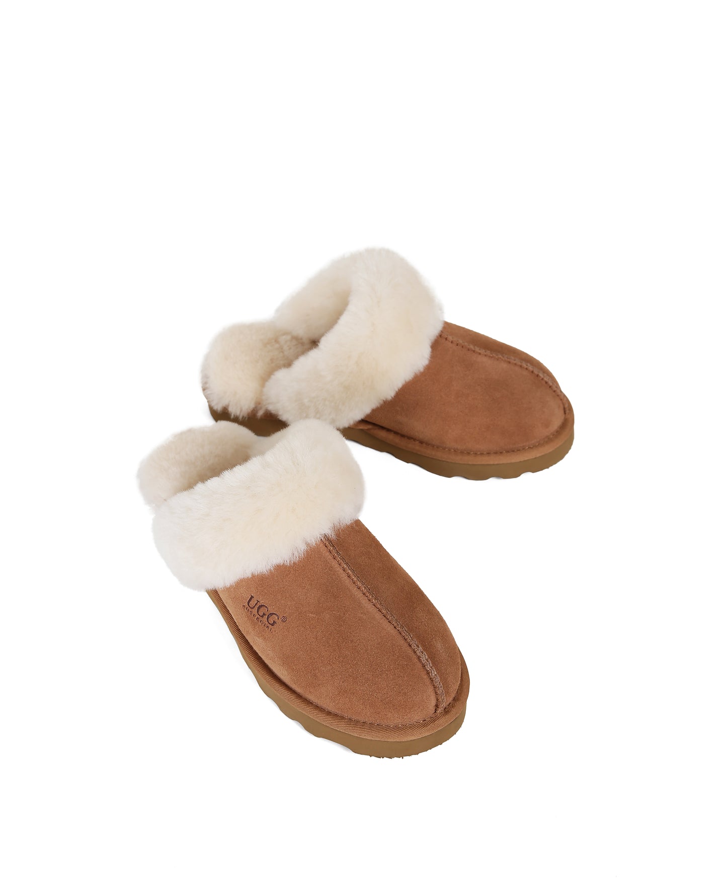 ES5835 UGG Slippers Cow Suede with Sheepskin Wool Scuff Muffin