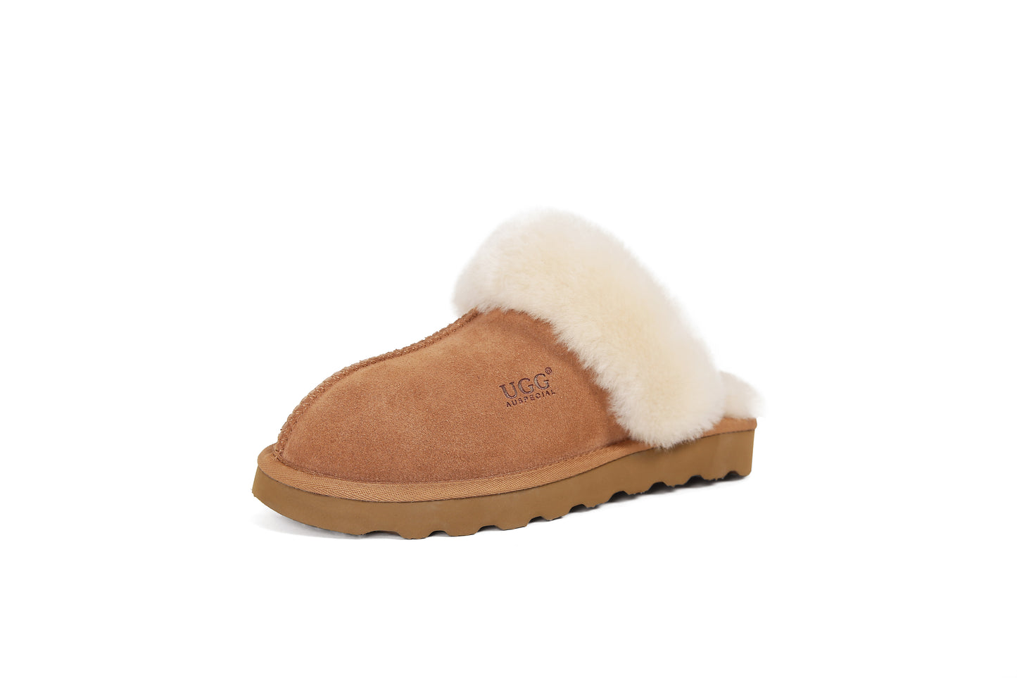 ES5835 UGG Slippers Cow Suede with Sheepskin Wool Scuff Muffin