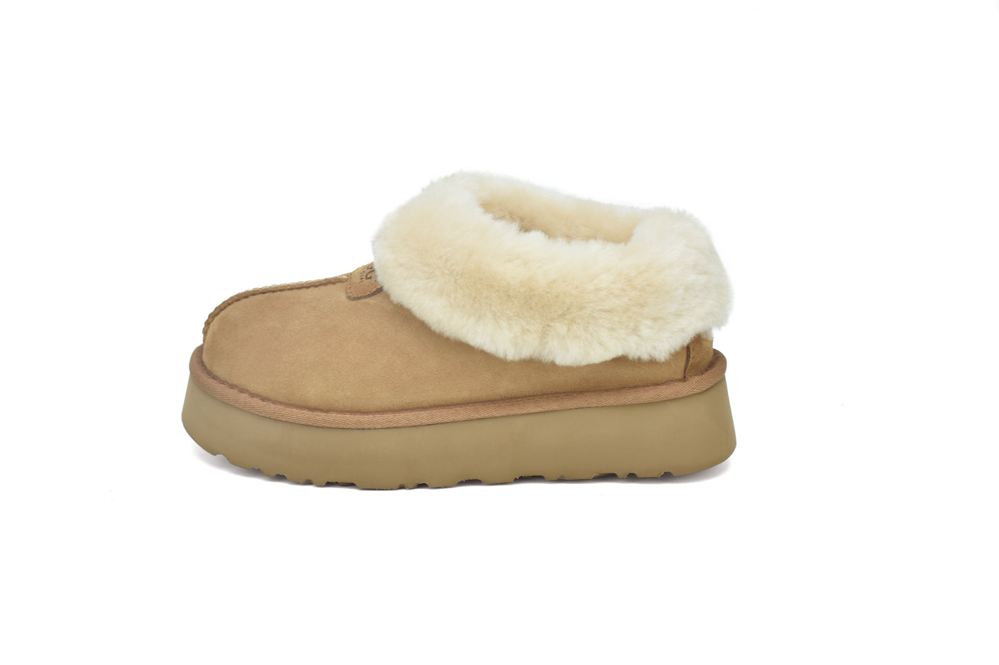 ES5839 UGG Slippers Whole Shearling Sheepskin Wool Ankle Homey Platform