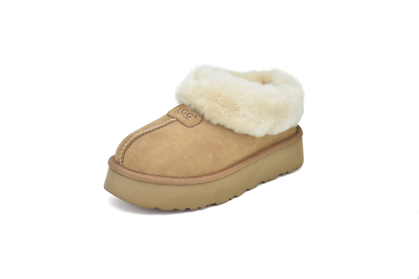ES5839 UGG Slippers Whole Shearling Sheepskin Wool Ankle Homey Platform