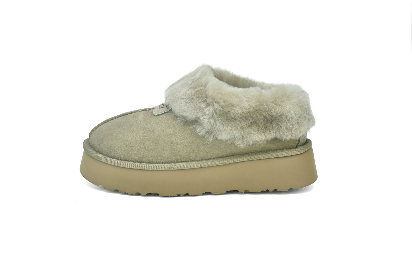 ES5839 UGG Slippers Whole Shearling Sheepskin Wool Ankle Homey Platform