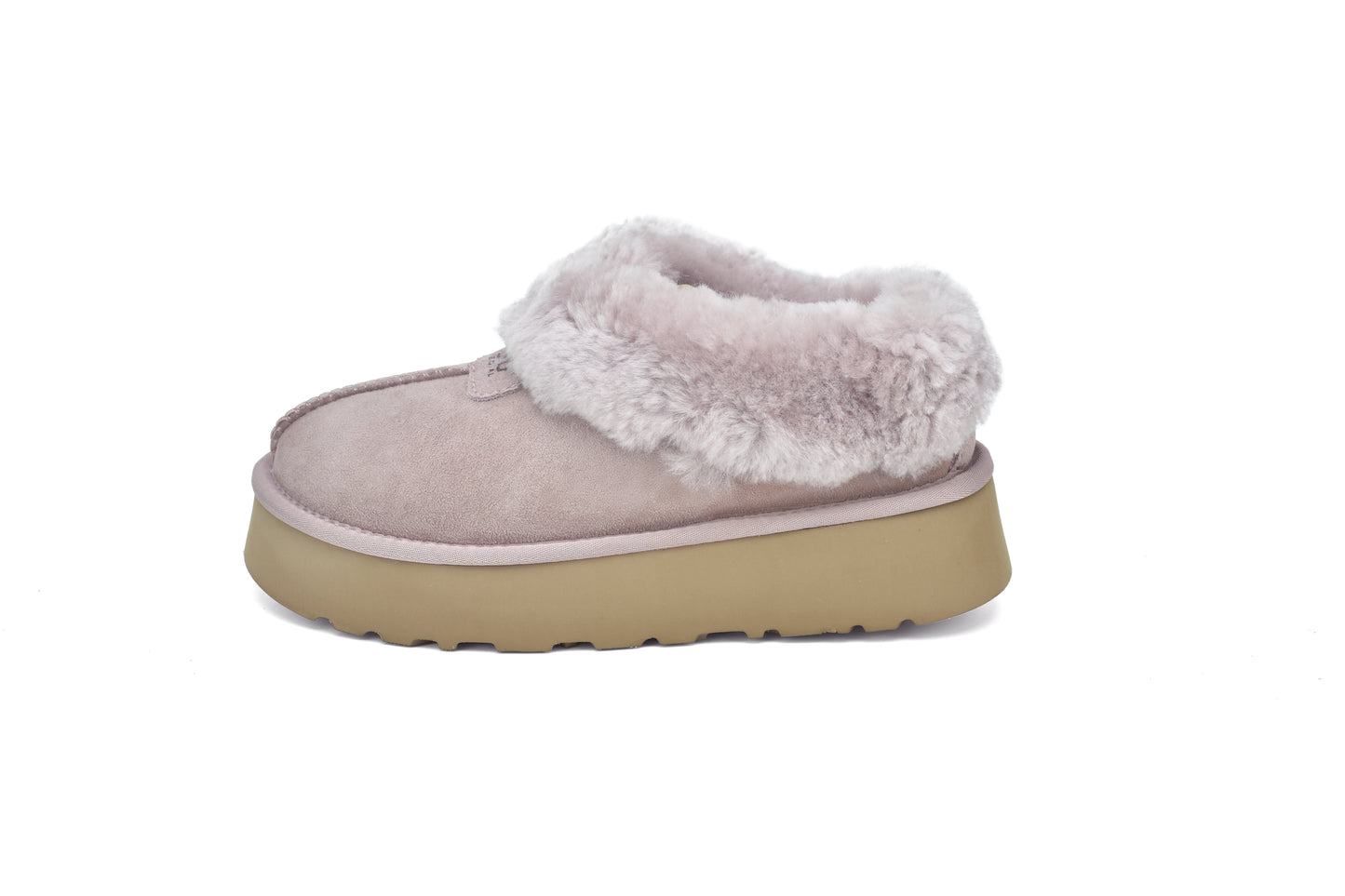 ES5839 UGG Slippers Whole Shearling Sheepskin Wool Ankle Homey Platform
