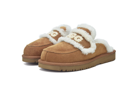 ES5844 UGG Slippers Women Whole Shearling Sheepskin Wool Shearling Lined Rilee