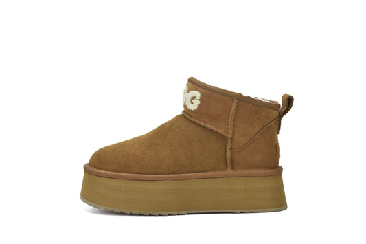 ES5846 UGG Boots Shearling Sheepskin Wool Mini Platform Thick Bottom Ronnie